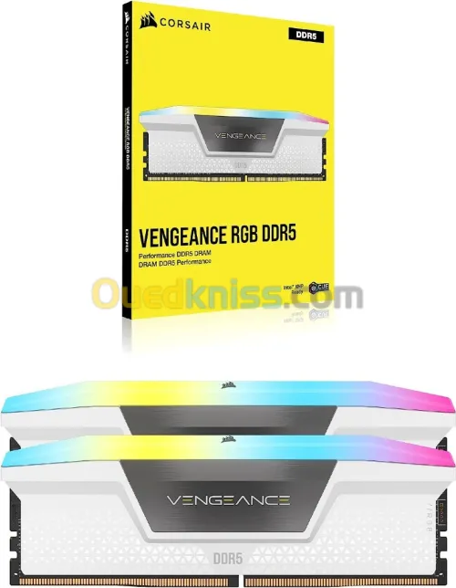 Ram Corsair Vengeance RGB DDR5 32 Go (2 x 16 Go) 6000 MHz CL36  Blanc / noir  intel XMP