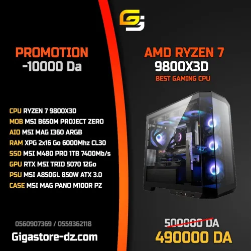 Station GAMING Ryzen 7 9800X3D / 2x16 Go ddr5 / 1Tb ssd / RTX 5070 / MSI PROJECT ZERO