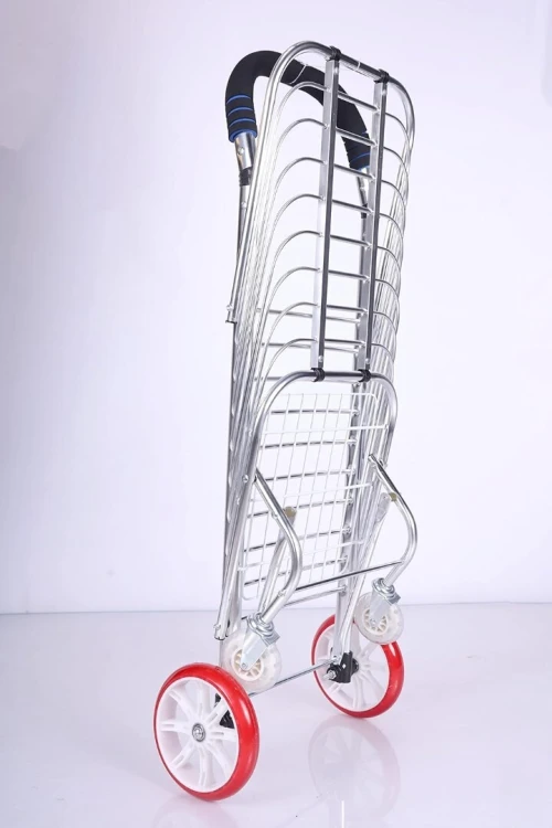 Chariot Caddie Portable Et Pliable , Pour Supermarché A 4 Roues, Monte-Escalier, En Aluminium Dure