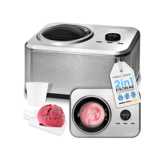  Sorbetière Et Yaourtière Électrique 1.5L Proficook En Acier Inoxydable