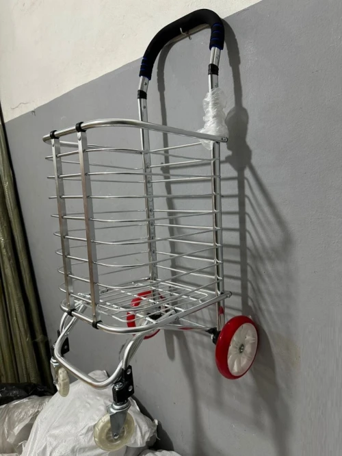 Chariot Caddie Portable Et Pliable , Pour Supermarché A 4 Roues, Monte-Escalier, En Aluminium Dure