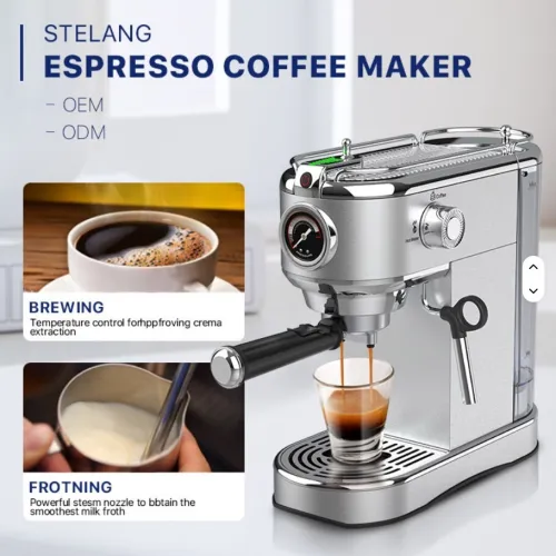 Machine à Café Espresso TRUSTMANN 6En1 ,Pompe 19 Bars, Capacité 1L, Acier Inoxydable