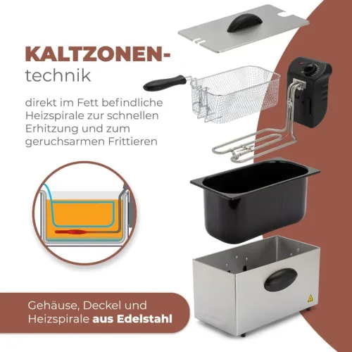 Friteuse Compacte En Inox 3Litres 2000Watts Bomann 
