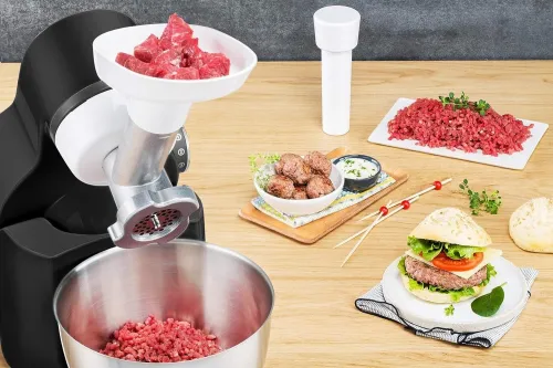Moulinex Wizzo, Robot Pâtissier Blender Hachoir à Viande Découpe-Légumes 1000W, 7 Vitesses