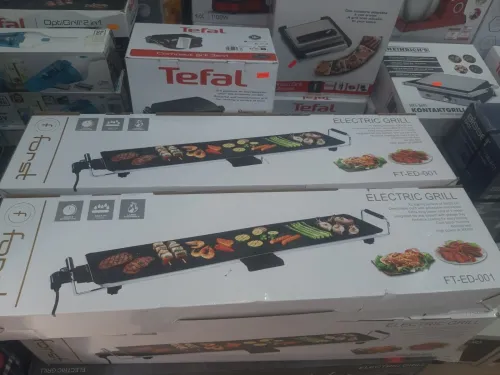 Gril De Table Electrique GM 90x23CM Avec Bac A Graisse Amovible, 2000 Watts, Revêtement Antiadhésif