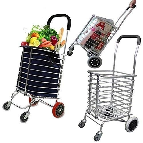 Chariot Caddie Portable Et Pliable , Pour Supermarché A 4 Roues, Monte-Escalier, En Aluminium Dure