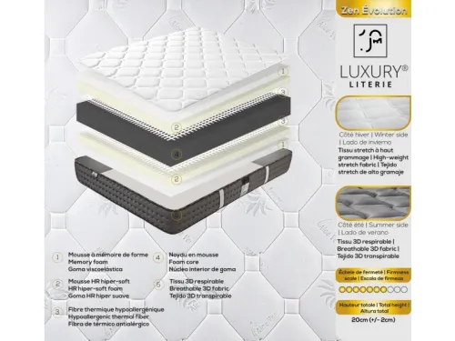 Matelas Evolution Orthopédique  Confortable Et De Haute Qualité، Disponible En Différentes Tailles