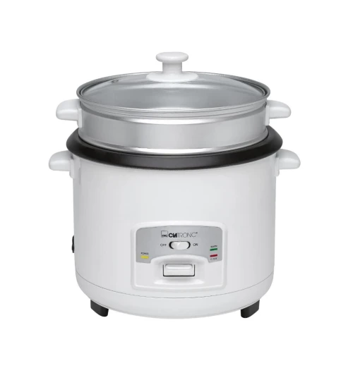 Cuiseur à Riz Clatronic, Capacité 2,5 Litres Pour 2,5 kg De Riz Cuit, 700 W, Acier Inoxydable, Blanc