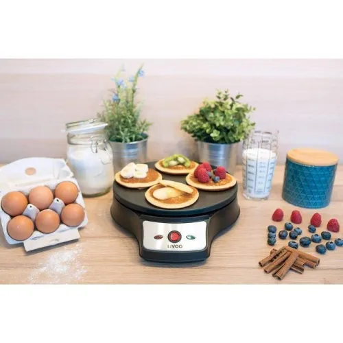 LIVOO Crêpière Electrique 2 En1 - 1000 W- Noir