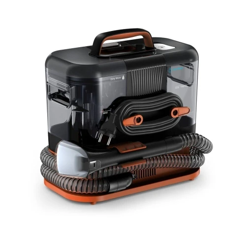 Aspirateur et Nettoyeur Détacheur tissus d'ameublement et Lessive liquide pour textiles et tapis