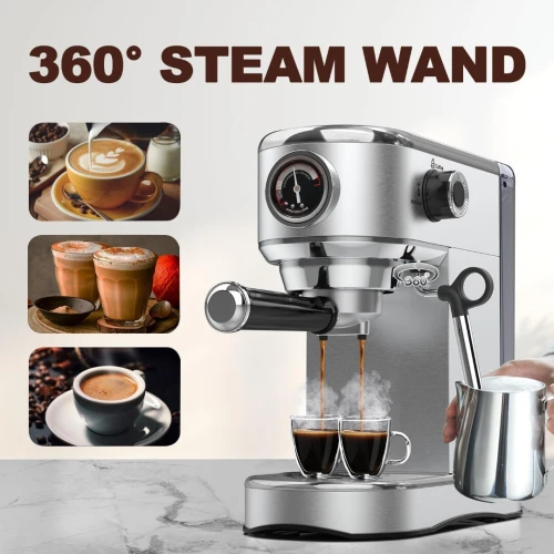 Machine à Café Espresso TRUSTMANN 6En1 ,Pompe 19 Bars, Capacité 1L, Acier Inoxydable