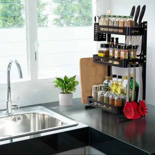 Etagère A Epices De Cuisine A 3 Niveaux, Organisateur D'épices.