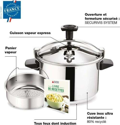 Cocotte SEB Authentique En INOX 4.5L ,6L ,8L ,10L ,12L