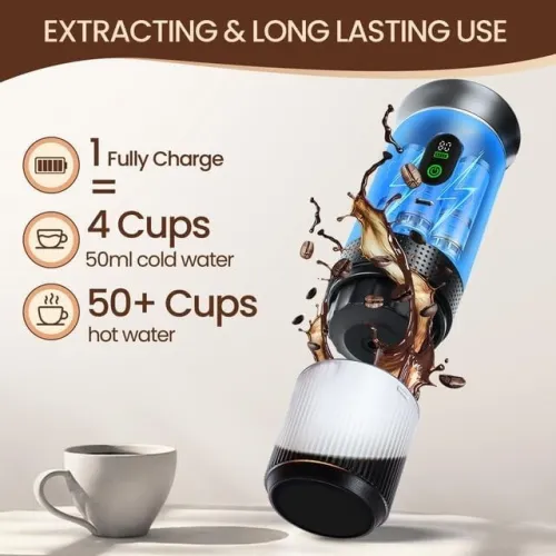 Machine à Café Portable Sans Fil Pour La Voiture, La Maison, Camping Et Les Voyages - Appareil 3En1