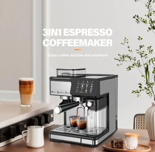 Machine à Café Expresso Electrique 3En1 Cappuccino Latte Entièrement Automatique,Broyeur Intelligent