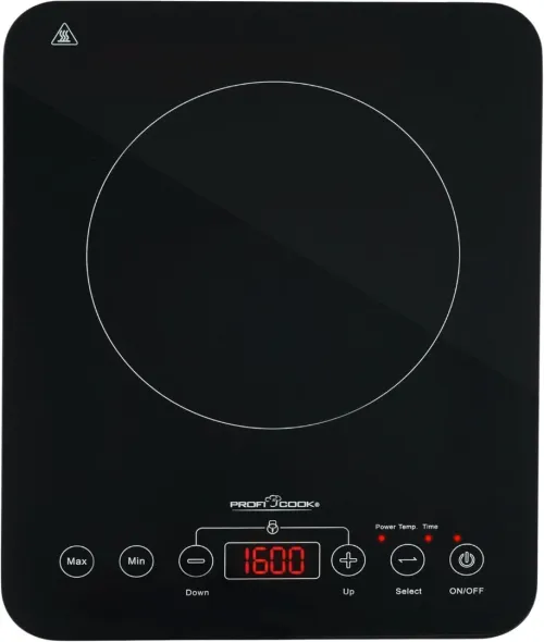 Plaque Chauffante Induction 2000W Noir Vitrocéramique Tactile Proficook 