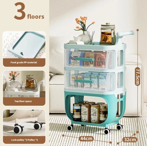 Chariot De Rangement Avec Roulettes Multicouche , Grande Capacité 