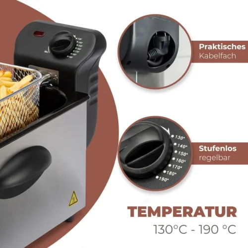 Friteuse Compacte En Inox 3Litres 2000Watts Bomann 