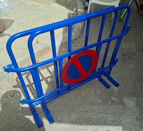 Barrières De Contrôle Des Piétons En acier Bleu 4M Pliable, Gérer La Circulation Piétons, Véhicules Et Interdire Le Stationnement