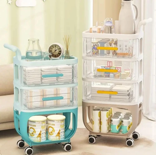 Chariot De Rangement Avec Roulettes Multicouche , Grande Capacité 