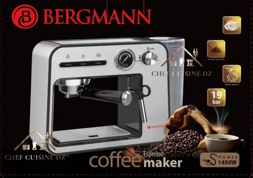 Machine à Expresso Bergmann 19 Bars Avec Mousseur à Lait, Semi-Automatique Pour Latte Et Cappuccino 