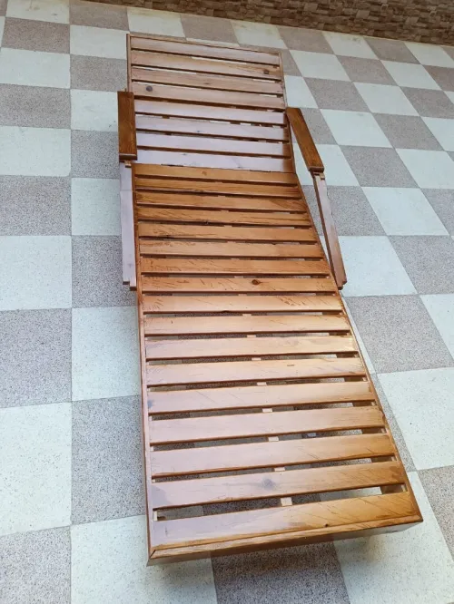 Chaise Transat Longue Pliable 2En1 Bois