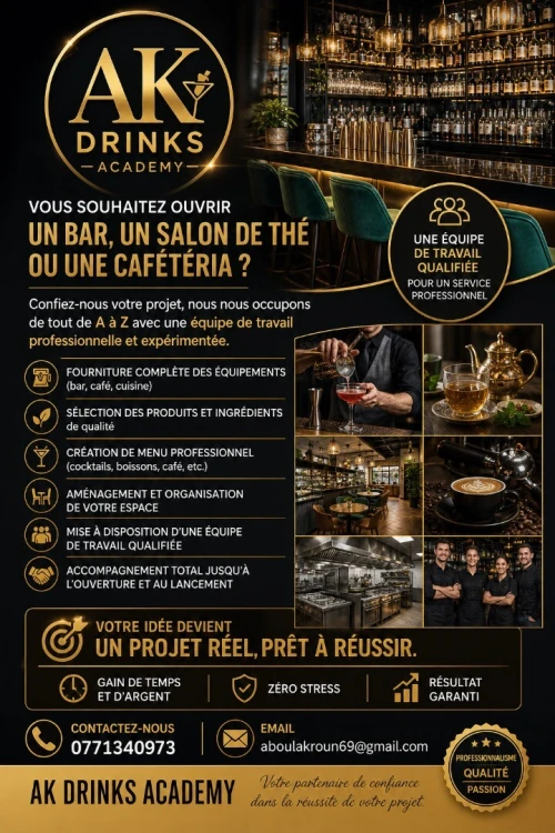 Créez votre bar, salon de thé ou cafétéria avec des experts