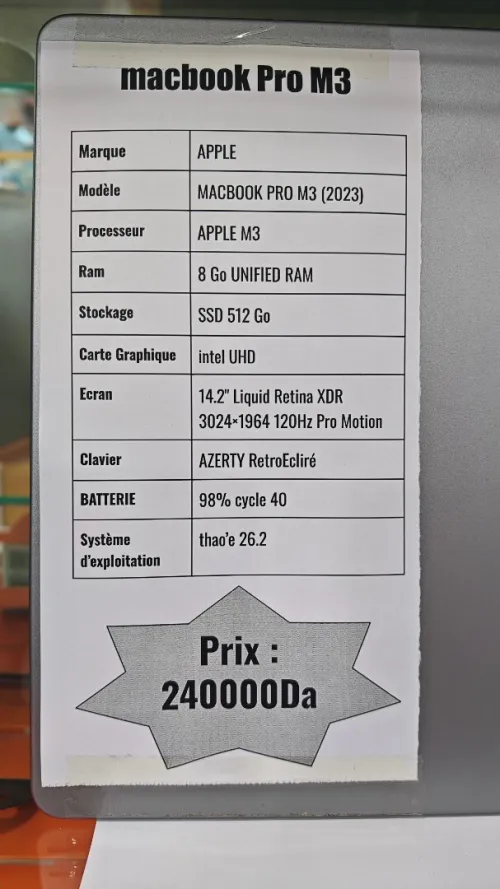 Macbook Pro M3 (2023) 8/512G cycle 40