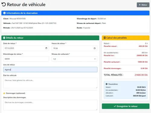 Logiciel pour Location de voiture