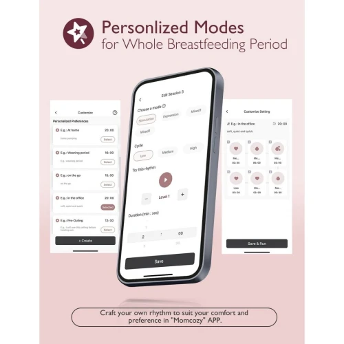 Tire-lait électrique mains libres Momcozy avec application et 15 niveaux d'intensité - M9, 24 mm