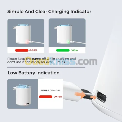 Pompe à air électrique Max Pump 2 Pro Portable 4,5 kPa avec Batterie Rechargeable 3600 mAh
