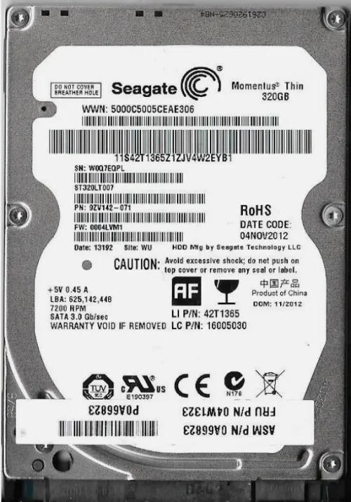 Seagate 2.5" Laptop 320Gb 2.5 HDD HARD DRIVE ST320LT007 9ZV142-071