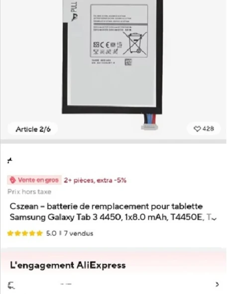 Battery pour tabelette samsung galaxy Tab 3 