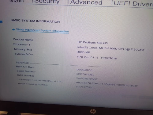 Pc portable Hp probook 450 g3