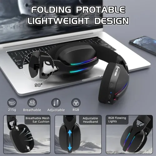 ATTACK SHARK L90 Foldable RGB Ultra-Light Tri-Mode Gaming Headset