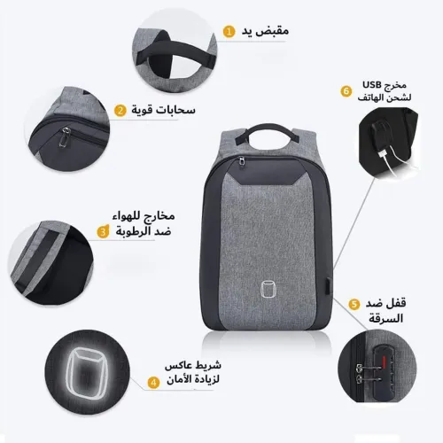 Sac a dos anti-vol (code de sécurité) Avec sortie USB et porte PC Pour homme et femme