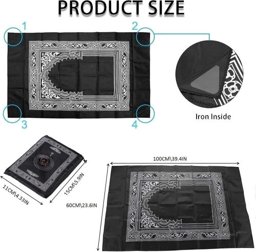 Tapis de Prière - Voyage - Format de Poche avec Boussole - Zipper