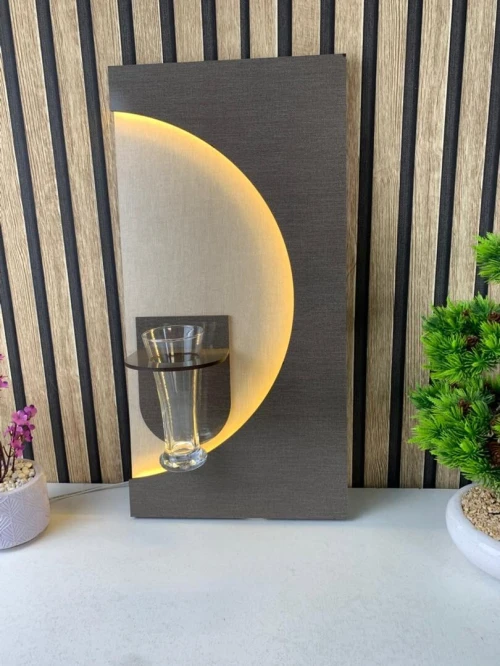 Panneau Mural Décoratif avec Éclairage LED Design Moderne en Bois V4