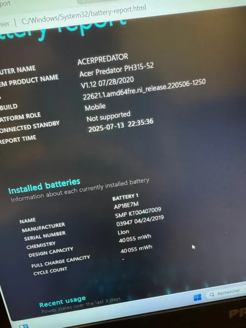 Acer Predator Helios 300 i7 9750H 32Go Ram 512Go SSD+1To HDD RTX 2060 6Go GDDR6