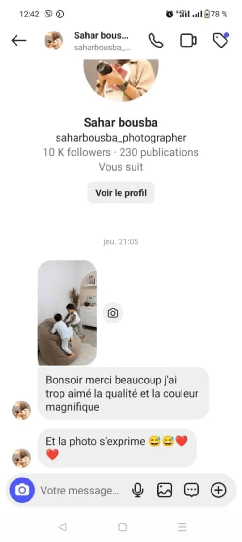 Retour précieux de notre cher client