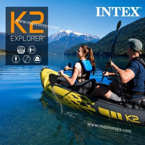 Kayak gonflable Explorer K2 Pour 2 Personnes Avec Rames Et Pompe Incluses  Intex