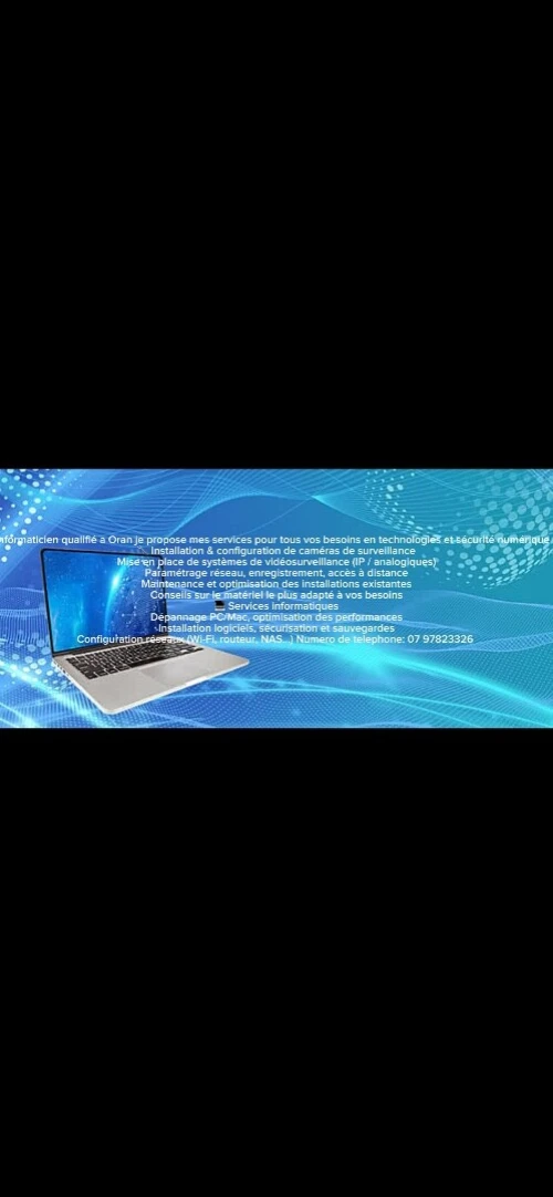 Informaticien & Caméras  Dépannage à Oran
