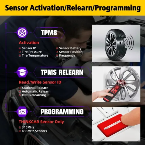 THINKCAR-TPMS G2 Surveillance de pression Pneus lecteur de code Programmation Activation du capteur