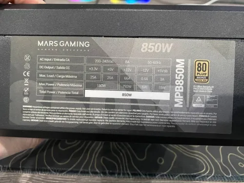 Power Supply PSU MARS GAMING 850W BRONZE