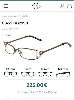 Monture Lunettes De Vue femme GUCCI GG2790 original Made in Italy