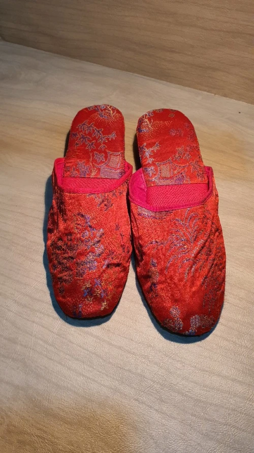 Vintage Mules, pantoufles chinoises brodées des années 80, Neuf