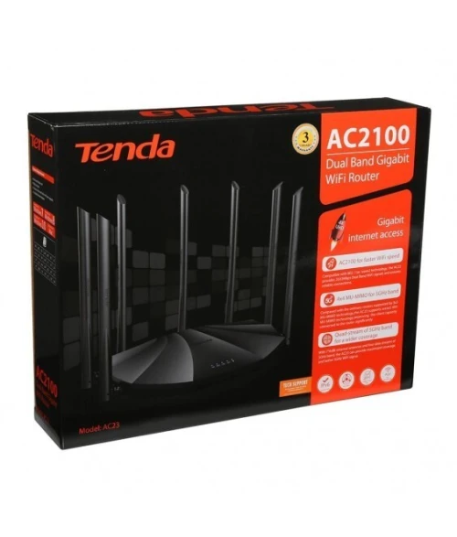 ROUTEUR Wi-Fi GIGABIT TENDA AC23 DOUBLE BANDE AC2100 7 ANTENNES