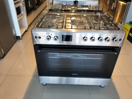 EXTRA, CUISINIÈRE 90*60 FONTE GAZ ELEC VENTILÉ CATALYQUE AFFICHEUR INOX CO3GE-CVF90X