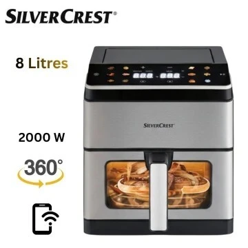Friteuse Airfryer SilverCrest RA880 Double Résistances à air 8L 2000W Tactile avec Fenêtre 12 Programmes