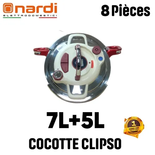 Nardi Cocotte 7 + 5 Litres  2 Couvercles, un Couscoussier et un Panier NPCM175XR
